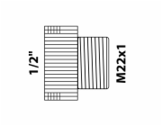 Kirchhoff adaptér 18,7 mm (1/2" vnitřní závit) x M22 vnější závit, chrom