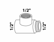 Kirchhoff T-kus 18,7 mm (1/2" vnitřní závit) x 18,7 mm (1/2" vnitřní závit) x 21 mm (1/2" vnější závit) Chrom