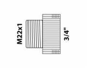 Kirchhoff adaptér 24,2 mm (3/4" vnitřní závit) x M22 vnější závit, chrom