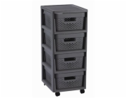 Regál Curver Infinity Dots 4x11L se zásuvkami tmavě šedý