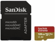 SanDisk micro SDXC karta 128GB Extreme Action Cams and Drones (190 MB/s Class 10, UHS-I U3 V30) + adaptér