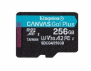 Kingston MicroSDXC karta 256GB Canvas Go! Plus, R:200/W:160MB/s, Class 10, UHS-I, U3, V30, A2 + Adaptér