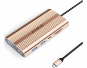 Orico XDR 12-v-1 USB-C dokovací stanice/replikátor v růžovo-zlaté barvě (ORICO-XDR-X33-RG-BP)