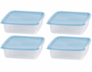 Dóza MagicHome Lunchbox set YH128, sada 4 ks, 1000 ml, 177x177x58 mm, čtvercová, Clip