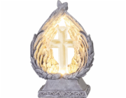 Dekorácia MagicHome, Krídla s krížom, LED, polyresin, na hrob, solar, 16,5x10x24 cm