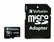 VERBATIM MicroSDXC karta 64GB Pro, U3 + adaptér
