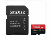 SanDisk micro SDXC karta 64GB Extreme PRO (200 MB/s Class 10, UHS-I U3 V30) + adaptér