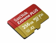SanDisk micro SDXC karta 256GB Extreme PLUS (200 MB/s Class 10, UHS-I U3 V30) + adaptér
