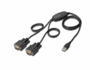 Adaptérový kabel Digitus USB 2.0, USB-A samec > 2x sériový RS232 samec
