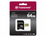 Transcend 500S - Paměťová karta flash (adaptér microSDXC na SD zahrnuto) - 64 GB - Video Class V30 / UHS-I U3 / Class10 - microSDXC
