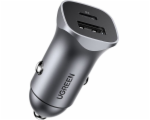 UGREEN USB-C PD+USB-A QC 24W Fast Car Charger Gray