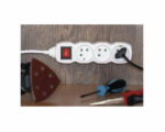 Prodlužovací kabel 5 m / 4 zásuvky / s vypínačem / bílý / PVC / 1,5 mm2