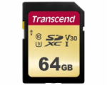 TRANSCEND SDXC karta 64GB 500S, UHS-I U3 V30 (R:95/W:50 MB/s)